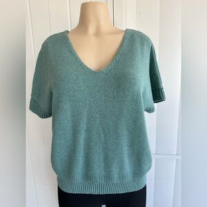 Joie Green Short Sleeve Knit Sweater Size Medium